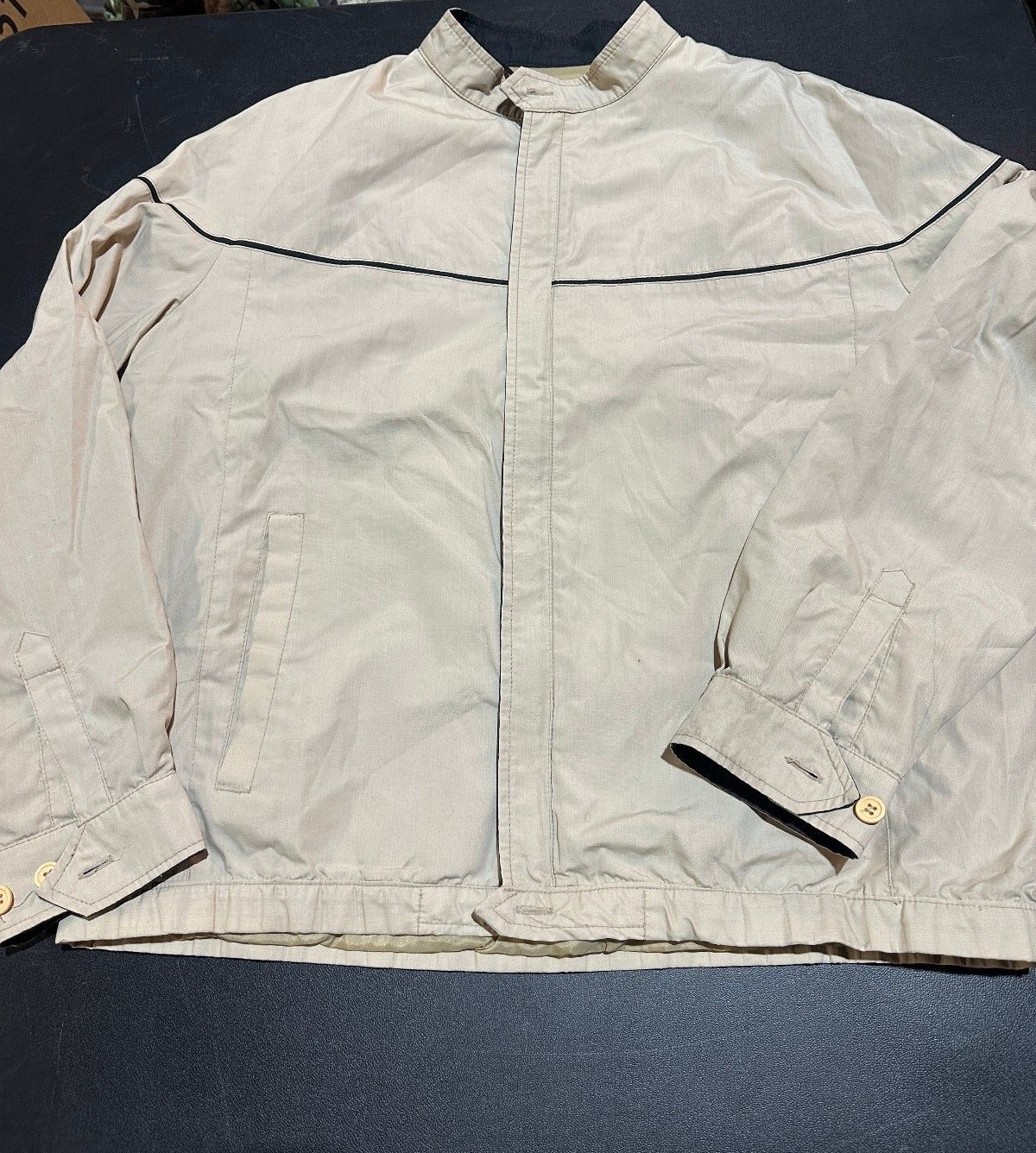 Vintage London Fog Khaki Jacket 40R Black Piping