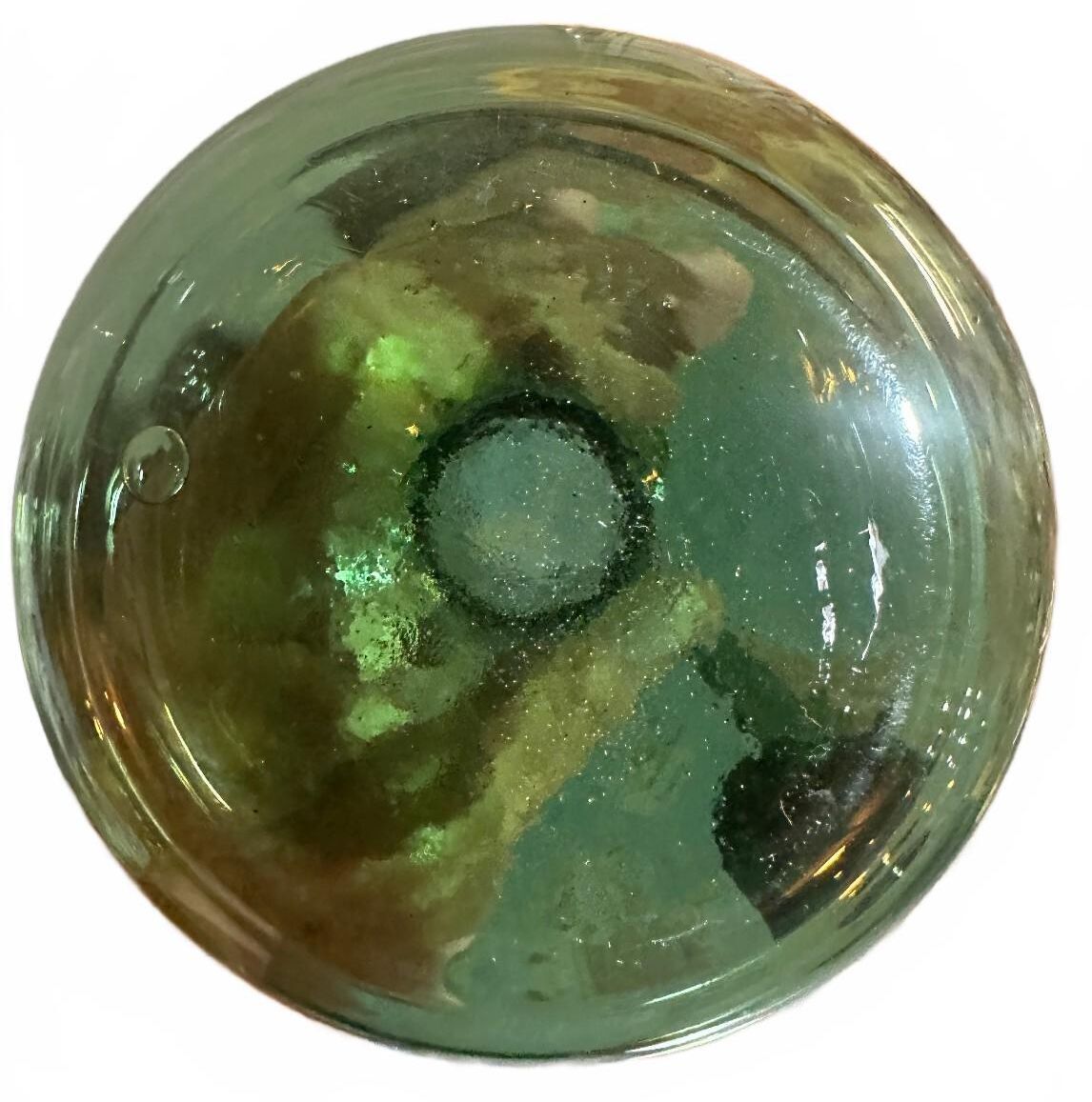 Vintage Green Hand Blown Art Glass Pitcher Applied Handle