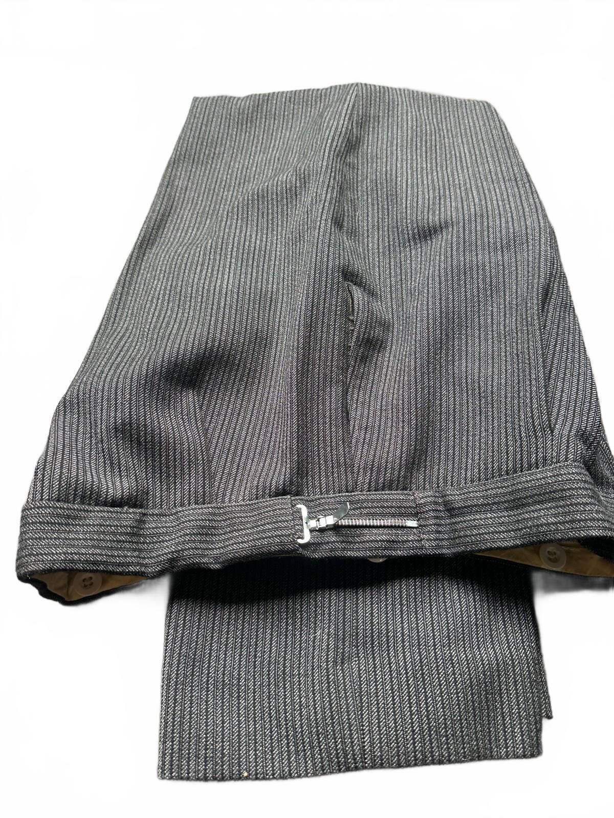 Vintage Men’s Striped Trousers Metal Zippers Suspender 32