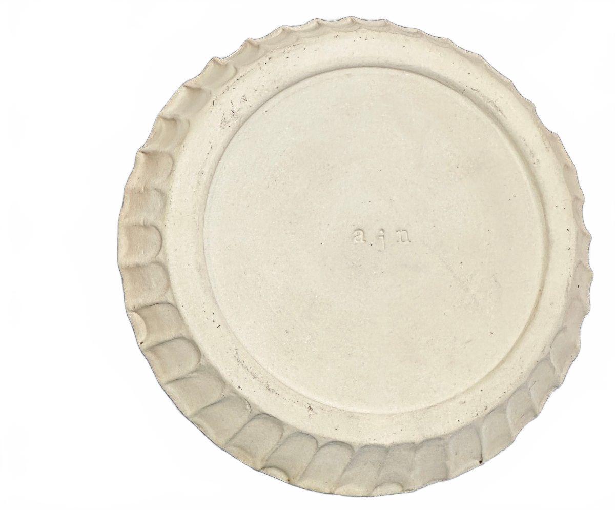 Vintage AJM Signed Studio Pottery Rust Glaze Plate 6.5"