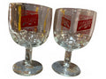 2 Vintage Schlitz Thumbprint Stemmed Beer Goblets 6"