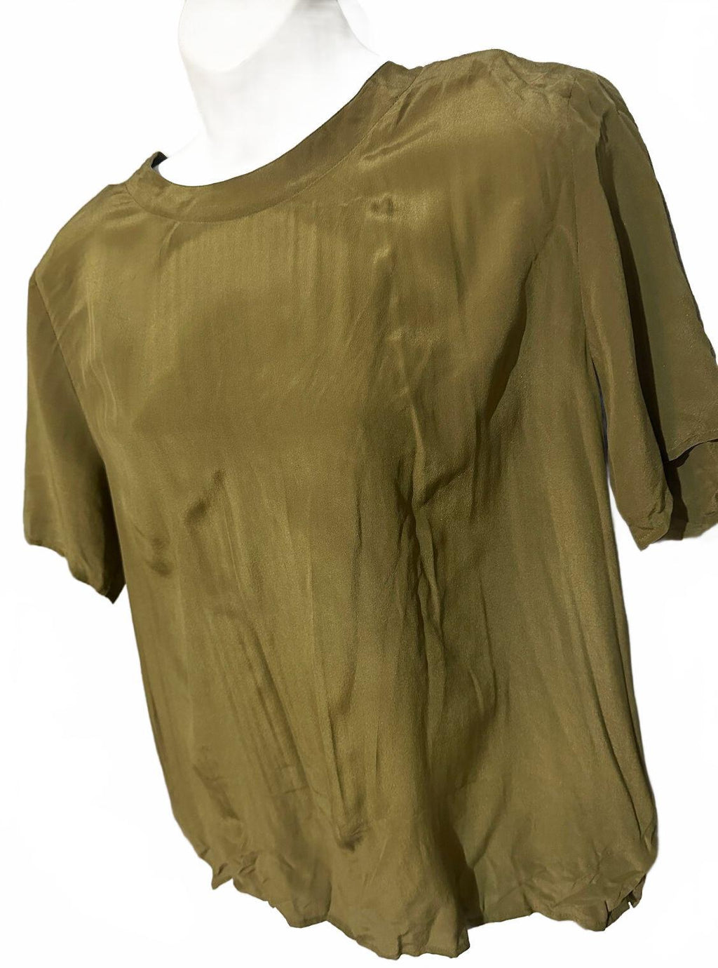 Anna & Frank Olive Silk Short Sleeve Blouse