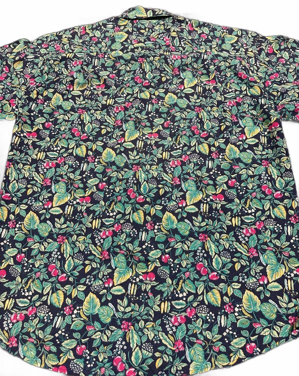 Vintage White Boy Rayon Fruit Print Shirt USA M