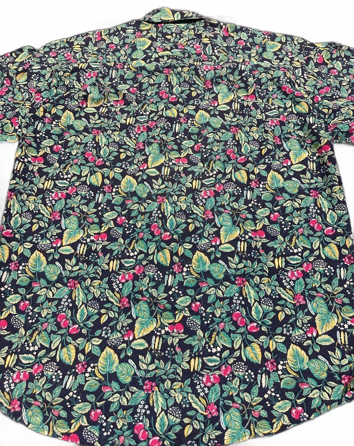 Vintage White Boy Rayon Fruit Print Shirt USA M