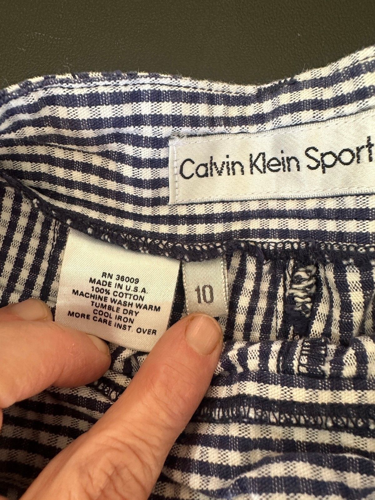 Calvin Klein Sport Gingham Crop Pants 10 USA