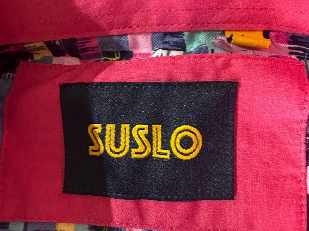 Suslo Colorful Abstract Button Front Shirt L
