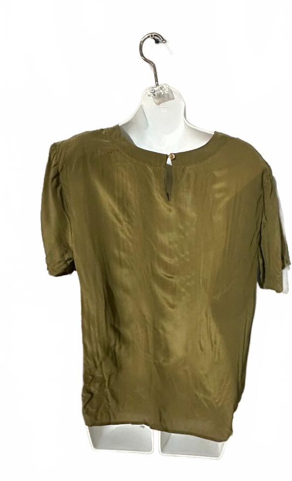 Anna & Frank Olive Silk Short Sleeve Blouse