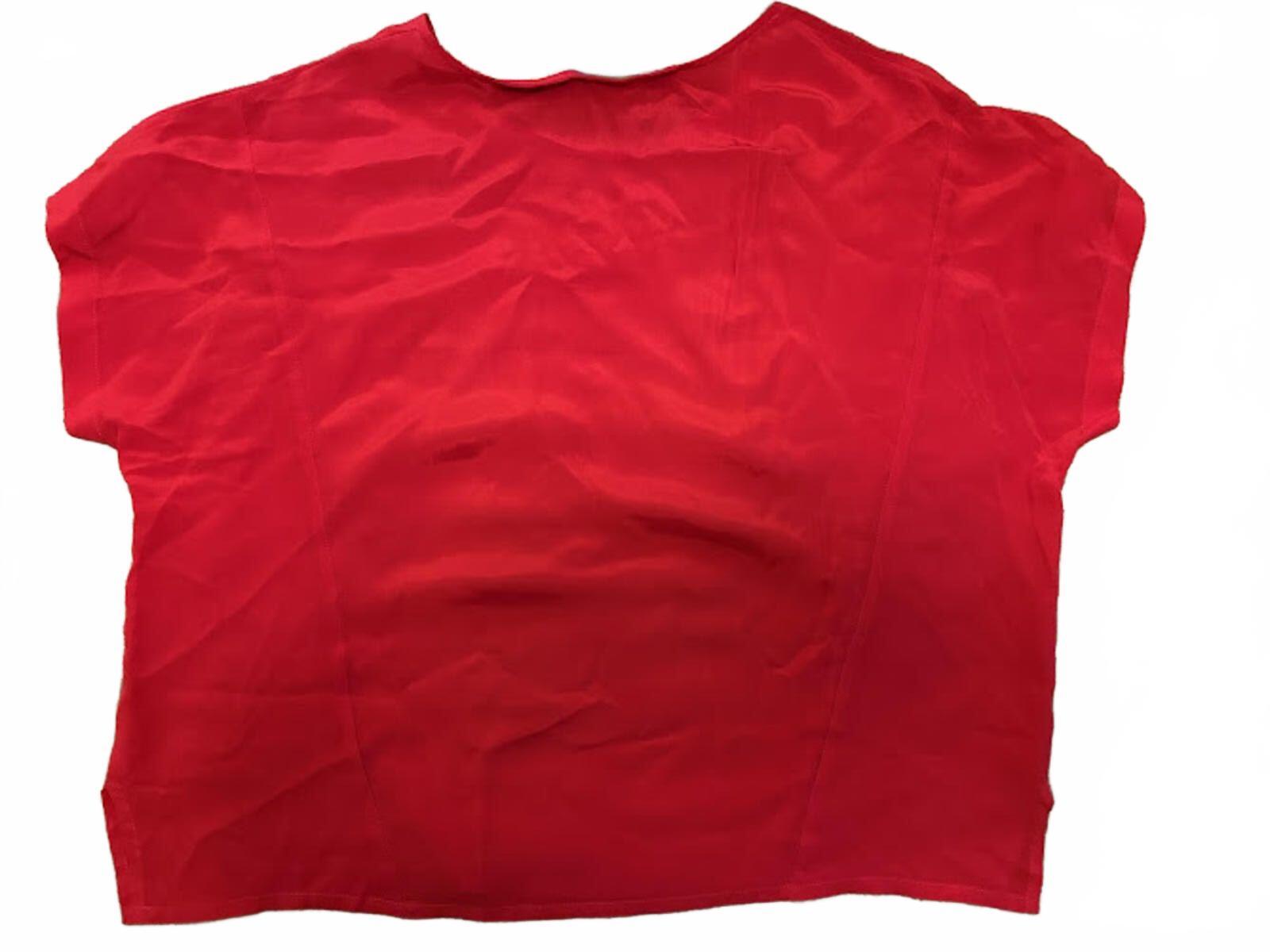 Vintage JRS Red Silk Blouse Hong Kong L