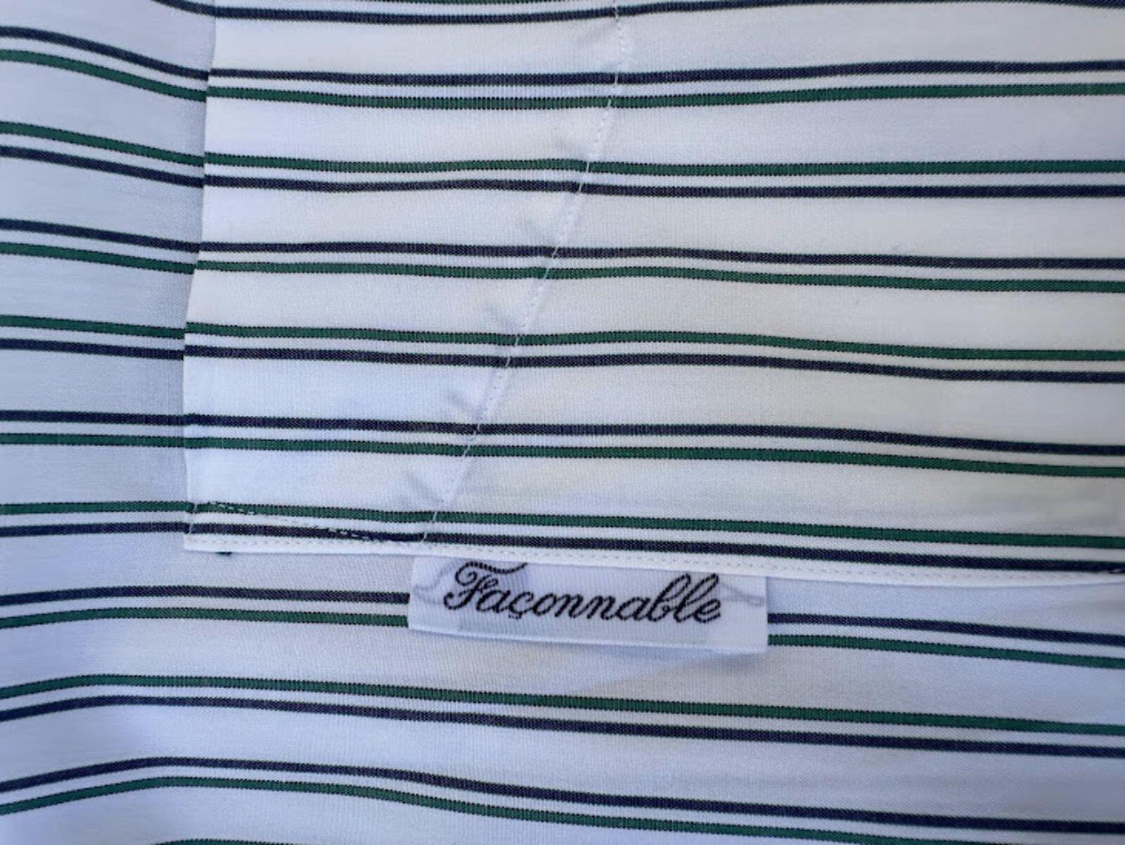 Faconnable Stripe Shirt 15.5 L Green Blue