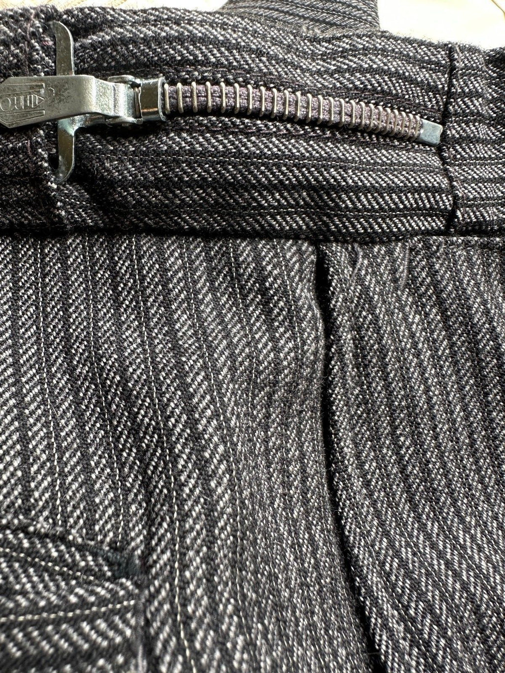 Vintage Men’s Striped Trousers Metal Zippers Suspender 32