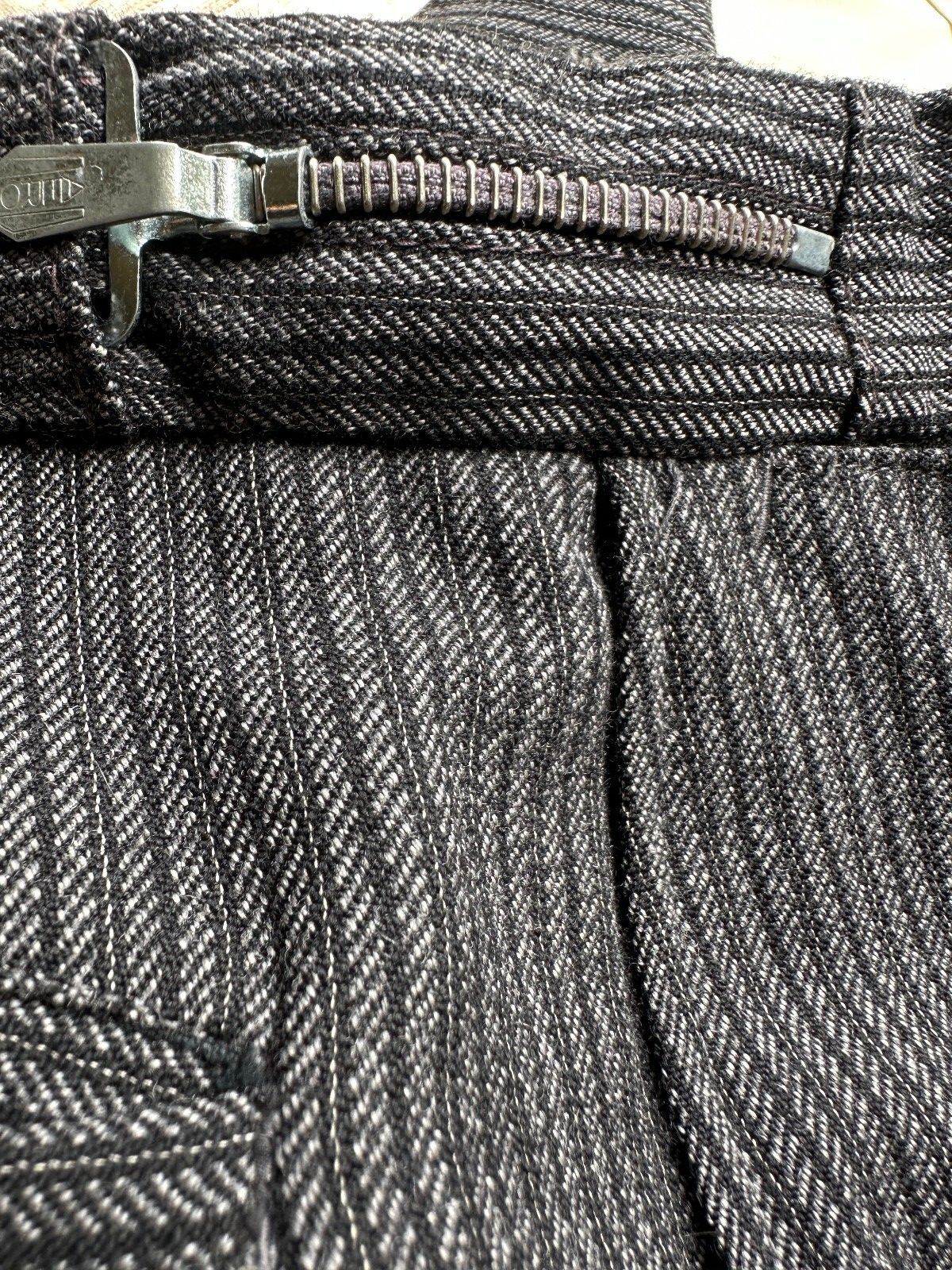 Vintage Men’s Striped Trousers Metal Zippers Suspender 32