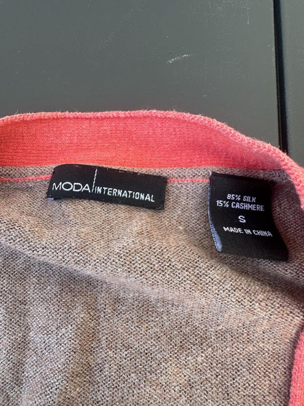 Moda Silk Cashmere Contrast Cardigan Sweater Size S